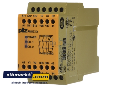 Front view Pilz PNOZ X4 #774739 Safety relay 240V AC EN954-1 Cat 4 - PNOZ X4 774739
