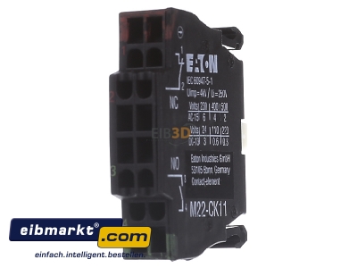 Frontansicht Eaton (Moeller) M22-CK11 Kontaktelement 1S,1 Front 