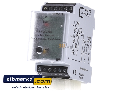 Front view Metz Connect DUW-C12 3x230V Voltage monitoring relay 195...400V AC - 
