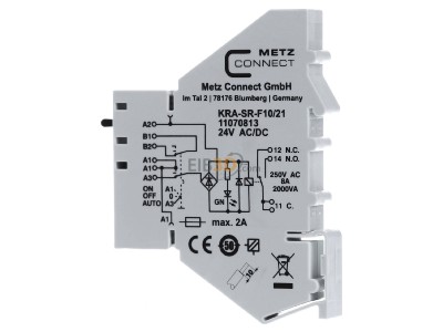View on the right Metz KRA-SR-F10/21 1W Switching relay AC 24V DC 24V 
