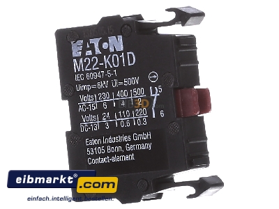 Ansicht links Eaton (Moeller) M22-K01D Kontaktelement 1s Front 
