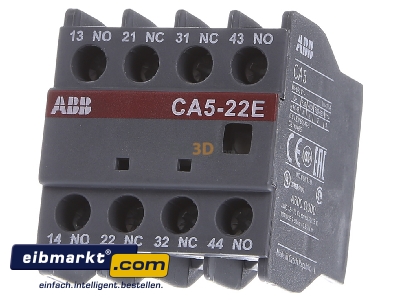 Front view ABB Stotz S&J CA5-22E Auxiliary contact block 2 NO/2 NC
