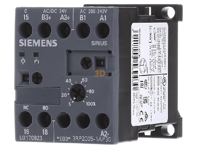 Front view Siemens 3RP2005-1AP30 Timer relay 0,05...360000s AC 24V DC 24V 
