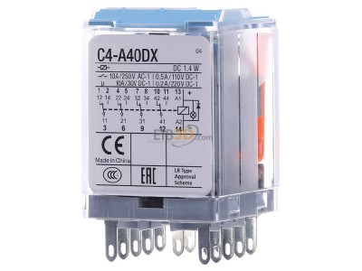 Front view Comat C4-A40DX/DC24V-Relec Switching relay DC 24V 10A 
