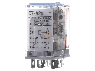 Frontansicht Comat C7-A20/DC24V-Releco Miniature-Relais QRC blau 8-pin, 2 CO 