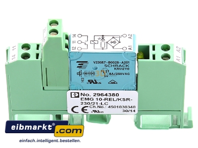 View up front Phoenix Contact EMG10-REL #2964380 Switching relay AC 230V DC 230V 6A EMG10-REL 2964380
