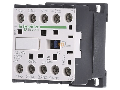 Front view Schneider Electric CA2KN22E7 Auxiliary relay 48VAC 2NC/ 2 NO 
