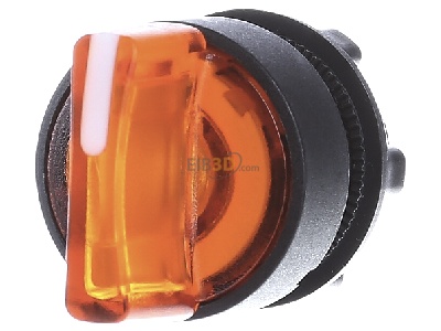 Front view Schneider Electric ZB5AK1353 Short thumb-grip actuator yellow IP66 
