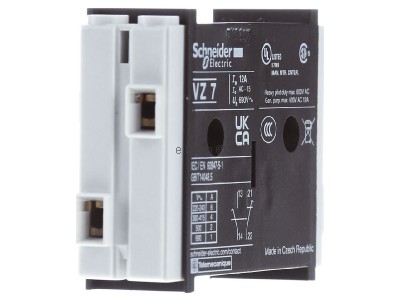 View on the left Schneider Electric VZ7 Auxiliary contact block 1 NO/1 NC 
