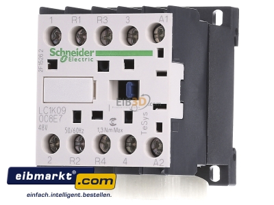 Front view Schneider Electric LC1K09008E7 Magnet contactor 9A 48VAC - 
