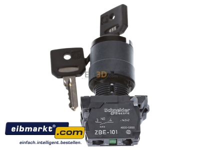 View up front Schneider Electric XB5AG21 Key switch 1NO/0NC 
