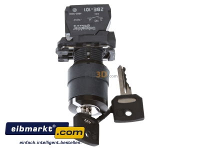 Top rear view Schneider Electric XB5AG21 Key switch 1NO/0NC 

