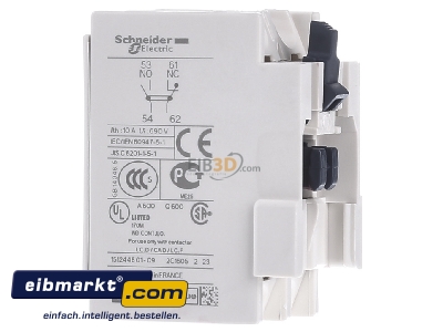 View on the right Schneider Electric LADN11 Auxiliary contact block 1 NO/1 NC
