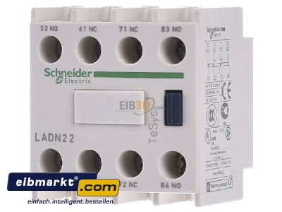 Front view Schneider Electric LADN22 Auxiliary contact block 2 NO/2 NC - 
