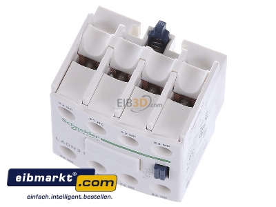 View up front Schneider Electric LADN31 Auxiliary contact block 3 NO/1 NC
