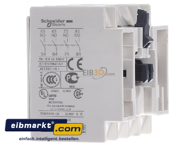 View on the right Schneider Electric LADN40 Auxiliary contact block 4 NO/0 NC
