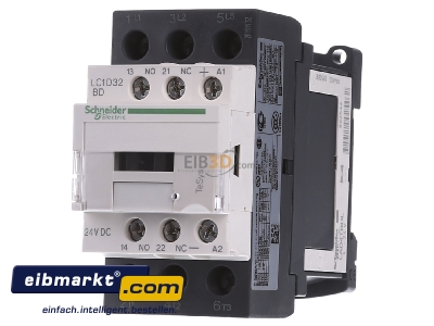 Front view Schneider Electric LC1D32BD Magnet contactor 32A 24VDC

