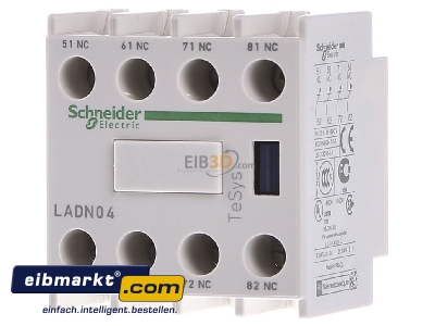 Front view Schneider Electric LADN04 Auxiliary contact block 0 NO/4 NC 

