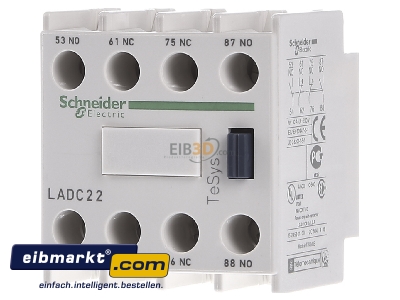 Front view Schneider Electric LADC22 Auxiliary contact block 2 NO/2 NC
