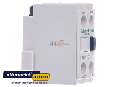 View on the left Schneider Electric LADN20 Auxiliary contact block 2 NO/0 NC
