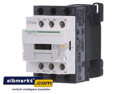 Front view Schneider Electric LC1D09B7 Magnet contactor 9A 24VAC - 
