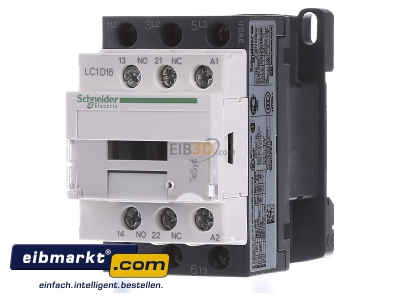 Front view Schneider Electric LC1D18E7 Magnet contactor 18A 48VAC
