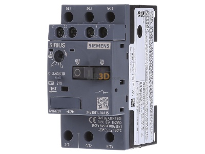 Front view Siemens 3RV1011-1AA15 Motor protective circuit-breaker 1,6A 

