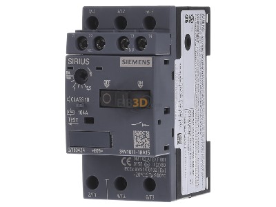 Frontansicht Siemens 3RV1011-1HA15 Leistungsschalter 5,5...8A, N104A 