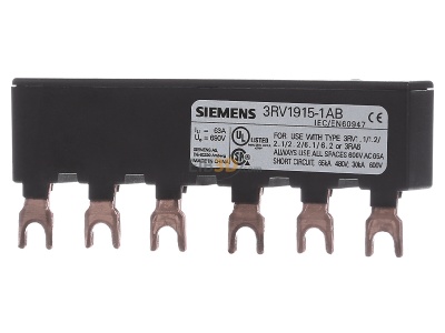 Front view Siemens 3RV1915-1AB Phase busbar 3-p 90mm 
