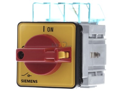 Frontansicht Siemens 3LD2022-0TK13 Haupt-/Not-Aus-Schalter 3p. 16A 7,5kW/400V 
