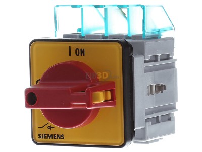 Frontansicht Siemens 3LD2022-1TL13 Haupt-/Not-Aus-Schalter 4p. 16A 7,5kW/400V 