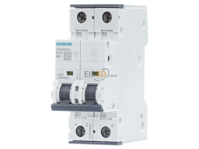 Frontansicht Siemens 5SY5206-6 LS-Schalter AC/DC B6A,2pol,T=70,10kA 