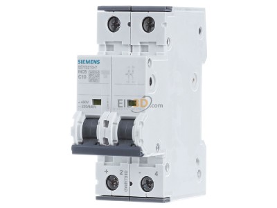 Frontansicht Siemens 5SY5210-7 LS-Schalter AC/DC C10A,2pol,T=70,10kA 