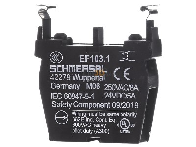Front view Schmersal EF103.1 Auxiliary contact block 

