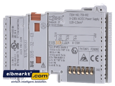 Front view WAGO Kontakttechnik 750-612 Fieldbus power supply/segment module 
