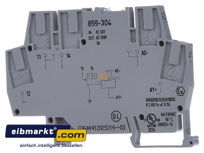 Back view WAGO Kontakttechnik 859-304 Switching relay AC 24V DC 24V
