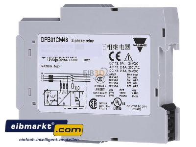 View on the right Gavazzi DPB01CM48 Phase monitoring relay 208...245V - 
