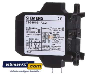 Ansicht rechts Siemens Indus.Sector 3TG1010-1AC2 Motorschtz 4S 24VAC 