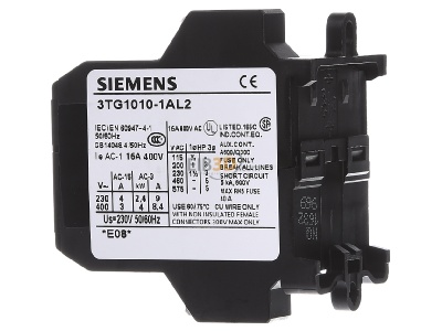 Ansicht rechts Siemens Indus.Sector 3TG1010-1AL2 Motorschtz 4S 230VAC 