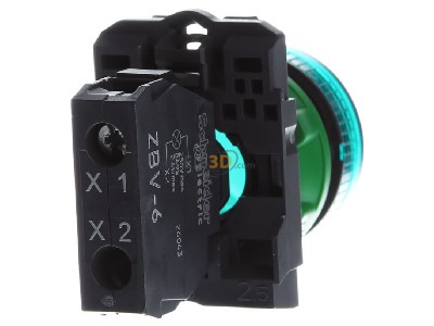 Back view Schneider Electric XB5AV63 Indicator light green 0...250VAC/DC 
