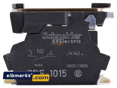 Front view Schneider Electric ZB5AZ1015 Auxiliary contact block 1 NO/0 NC 
