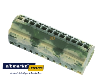 Ansicht oben hinten WAGO Kontakttechnik 812-100 PE-Sammelschienenblock 4qmm gn-ge 