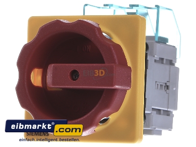 Frontansicht Siemens Indus.Sector 3LD2154-0TK53 Haupt-/Not-Aus-Schalter 3p. 25A 9,5kW/400V 