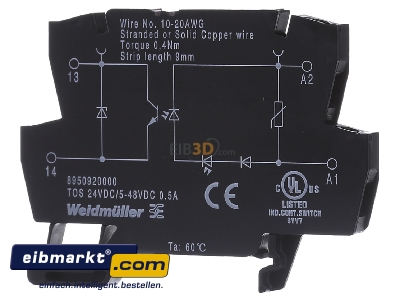 Front view Weidmller TOS 24VDC/48VDC 0,5A Optocoupler 0,5A
