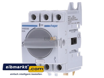Front view Hager HAB306 Safety switch 3-p - 
