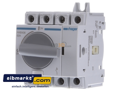Front view Hager HAB406 Safety switch 4-p 28kW 
