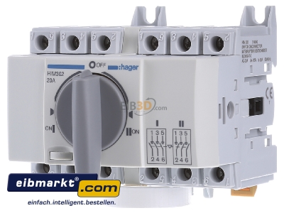 Front view Hager HIM302 Off-load switch 3-p 20A - 
