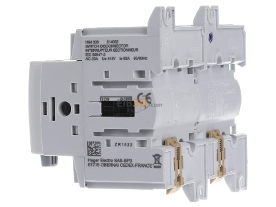 View on the right Hager HIM306 Safety switch 3-p 28kW 
