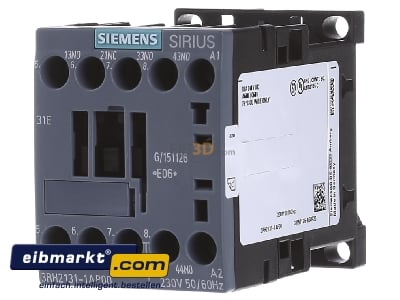 Front view Siemens Indus.Sector 3RH2131-1AP00 Contactor relay 230VAC 0VDC 1NC/ 3 NO 
