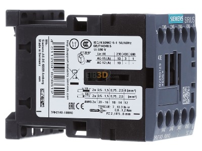 View on the left Siemens Indus.Sector 3RH2140-1BB40 Auxiliary relay 0VAC 24VDC 0NC/ 4 NO
